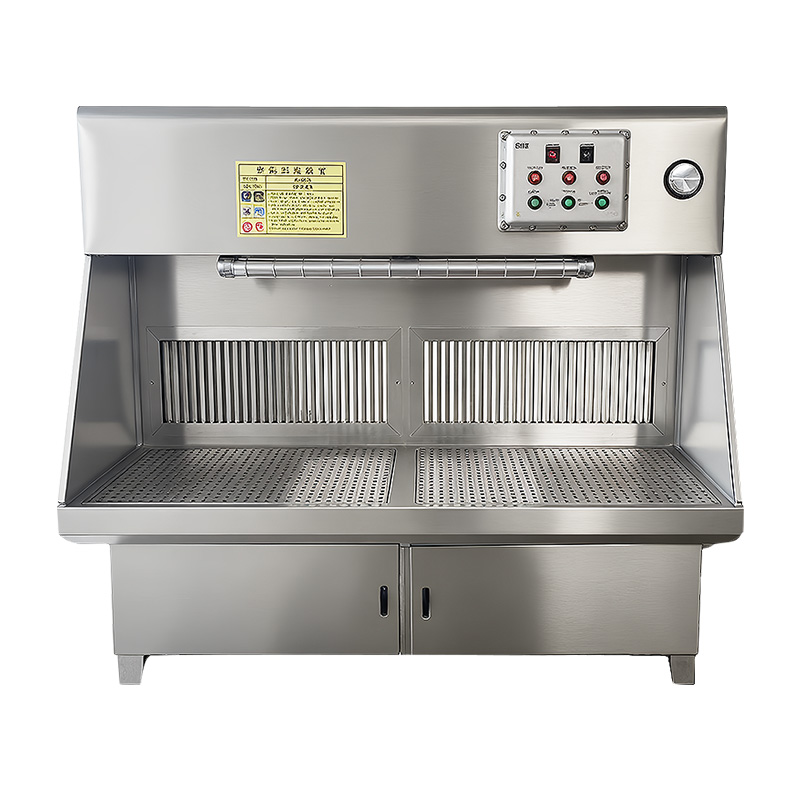 Wet curtain polishing and dust collection table